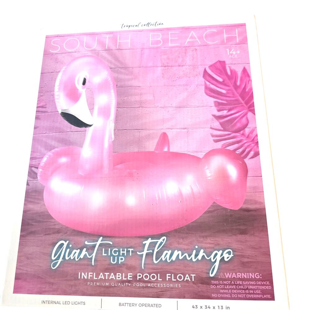 South Beach Giant Light Up Flamingo Inflatable Pool Float NEW